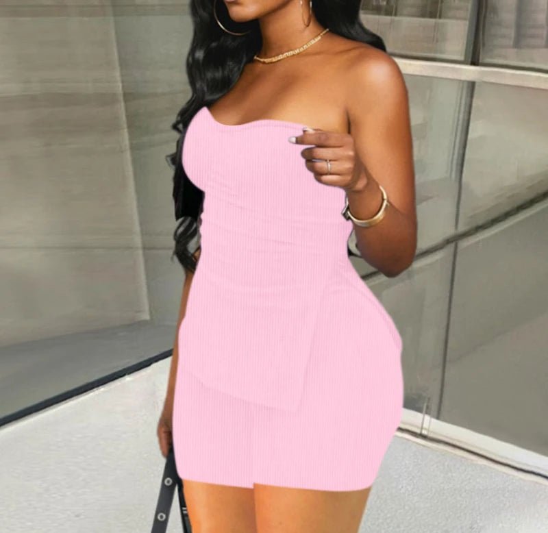 Two Piece Summer Outfits Women 2024 Fashion Sleeveless Top & Solid Shorts Y2k Casual Versatile Knit Suit for Female Streetwear - SHOWLU FASHION STORE