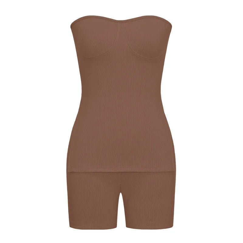 Two Piece Summer Outfits Women 2024 Fashion Sleeveless Top & Solid Shorts Y2k Casual Versatile Knit Suit for Female Streetwear - SHOWLU FASHION STORE