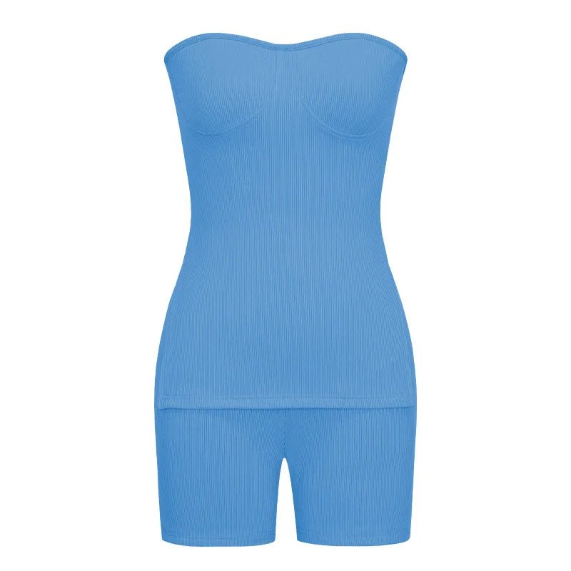 Two Piece Summer Outfits Women 2024 Fashion Sleeveless Top & Solid Shorts Y2k Casual Versatile Knit Suit for Female Streetwear - SHOWLU FASHION STORE