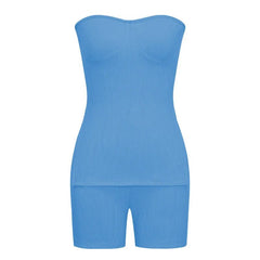Two Piece Summer Outfits Women 2024 Fashion Sleeveless Top & Solid Shorts Y2k Casual Versatile Knit Suit for Female Streetwear - SHOWLU FASHION STORE
