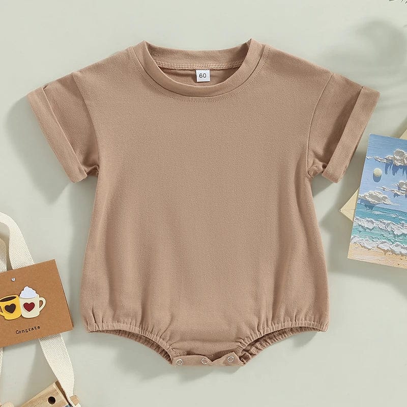 Unisex Baby Boy Girl Solid Color Short Sleeve Bubble Romper Oversized T-Shirt Bodysuit Top Summer Baby Jumpsuits Clothes - SHOWLU FASHION STORE