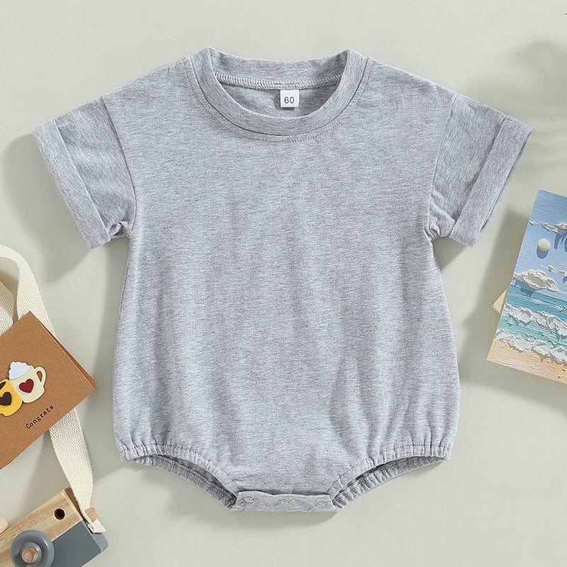Unisex Baby Boy Girl Solid Color Short Sleeve Bubble Romper Oversized T-Shirt Bodysuit Top Summer Baby Jumpsuits Clothes - SHOWLU FASHION STORE