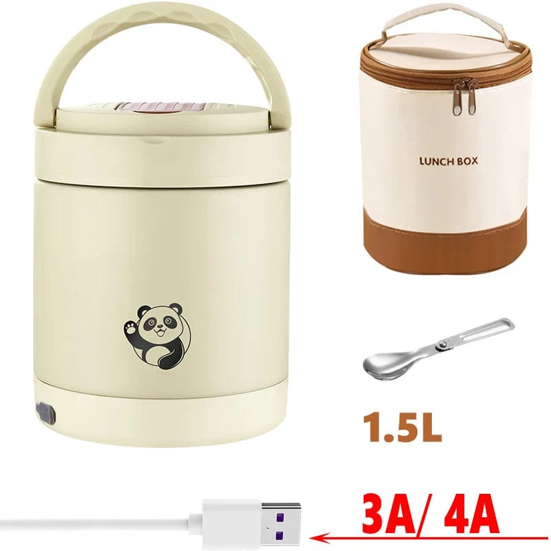 USB Electric Heated Lunch Box Leakproof Outdoor Portable Office School Car 12V 24V 5V Food Warmer Container Stainless Steel Set - SHOWLU FASHION STORE