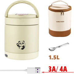 USB Electric Heated Lunch Box Leakproof Outdoor Portable Office School Car 12V 24V 5V Food Warmer Container Stainless Steel Set - SHOWLU FASHION STORE
