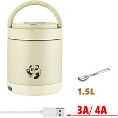 USB Electric Heated Lunch Box Leakproof Outdoor Portable Office School Car 12V 24V 5V Food Warmer Container Stainless Steel Set - SHOWLU FASHION STORE