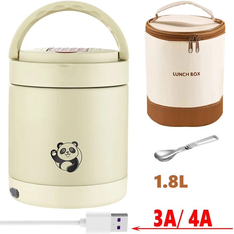 USB Electric Heated Lunch Box Leakproof Outdoor Portable Office School Car 12V 24V 5V Food Warmer Container Stainless Steel Set - SHOWLU FASHION STORE