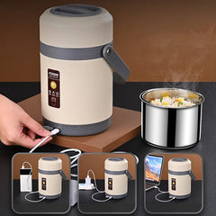 USB Electric Heated Lunch Boxes Stainless Steel Food Warmer Container Thermal Jar for Hot Food Thermal Boxes for Office School - SHOWLU FASHION STORE