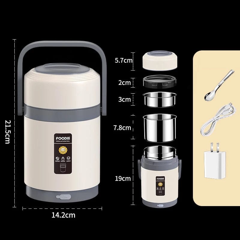 USB Electric Heated Lunch Boxes Stainless Steel Food Warmer Container Thermal Jar for Hot Food Thermal Boxes for Office School - SHOWLU FASHION STORE