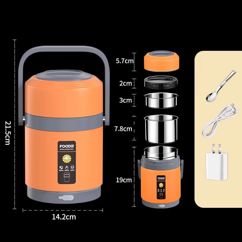 USB Electric Heated Lunch Boxes Stainless Steel Food Warmer Container Thermal Jar for Hot Food Thermal Boxes for Office School - SHOWLU FASHION STORE
