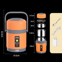 USB Electric Heated Lunch Boxes Stainless Steel Food Warmer Container Thermal Jar for Hot Food Thermal Boxes for Office School - SHOWLU FASHION STORE