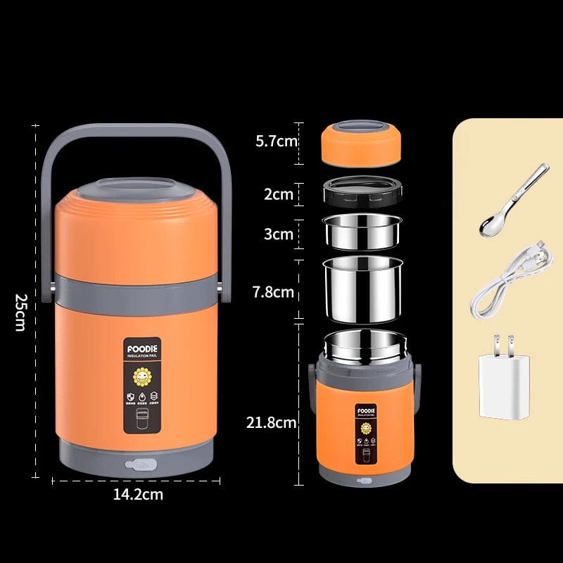 USB Electric Heated Lunch Boxes Stainless Steel Food Warmer Container Thermal Jar for Hot Food Thermal Boxes for Office School - SHOWLU FASHION STORE
