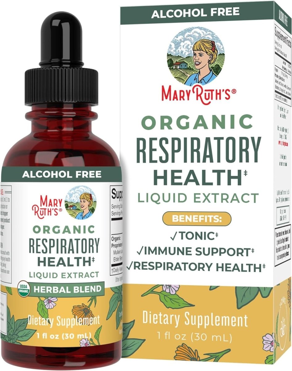 USDA Organic Respiratory Health Liquid Drops with Mullein Leaf | Marshmallow Root & Elderberry | Mullein Drops for Lungs Herbal Blend | Immune Support Supplement | Non - GMO | Vegan | 1 Fl Oz - SHOWLU FASHION STORE