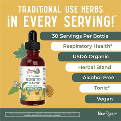 USDA Organic Respiratory Health Liquid Drops with Mullein Leaf | Marshmallow Root & Elderberry | Mullein Drops for Lungs Herbal Blend | Immune Support Supplement | Non - GMO | Vegan | 1 Fl Oz - SHOWLU FASHION STORE