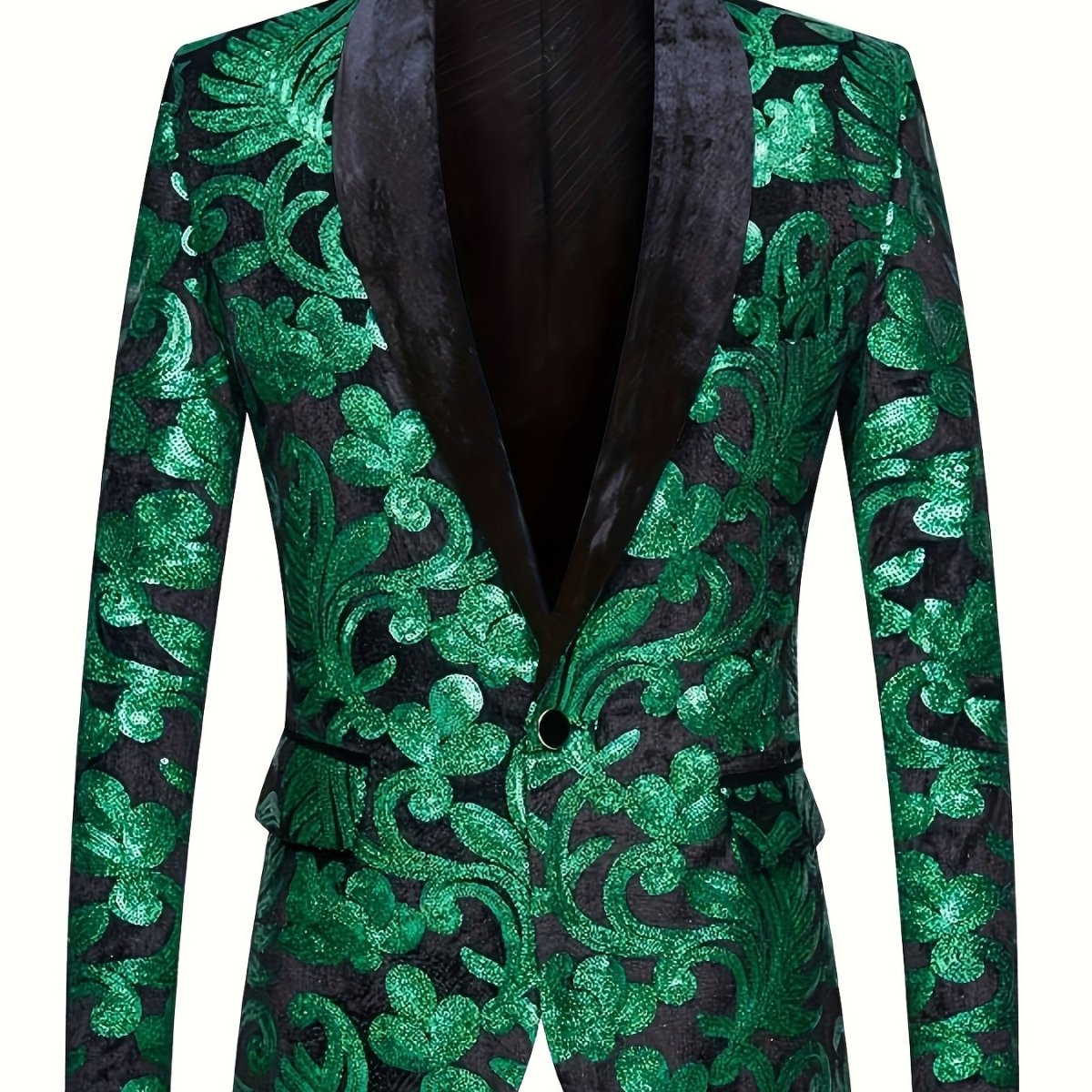 Velvet Shawl Collar Suit Jacket Blazer - Long Sleeve, Non - Stretch, Regular Fit, Polyester, Machine Washable, Random Floral Pattern, Perfect for Spring/Summer/Fall Parties - SHOWLU FASHION STORE
