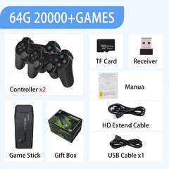 Video Game Stick Lite 4K Video Game M8 Console 64GB Double Wireless Controller For 10000 Retro Games Kid Xmas Gift - SHOWLU FASHION STORE