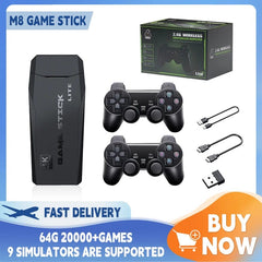 Video Game Stick Lite 4K Video Game M8 Console 64GB Double Wireless Controller For 10000 Retro Games Kid Xmas Gift - SHOWLU FASHION STORE