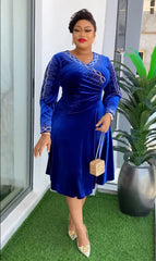 Wedding Party Dresses for Women 2024 Dubai Luxury African Evening Gown Dashiki Ankara Turkey Velvet Outfits Robe Plus Size - SHOWLU FASHION STORE
