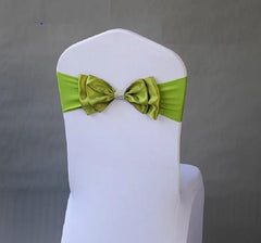 Wedding Spandex Chair Sash Satin Lycra Bow Tie Band Ready Made For Use Hotel Birthday Party Show Decoration - SHOWLU FASHION STORE