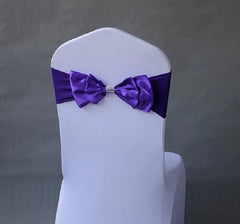 Wedding Spandex Chair Sash Satin Lycra Bow Tie Band Ready Made For Use Hotel Birthday Party Show Decoration - SHOWLU FASHION STORE