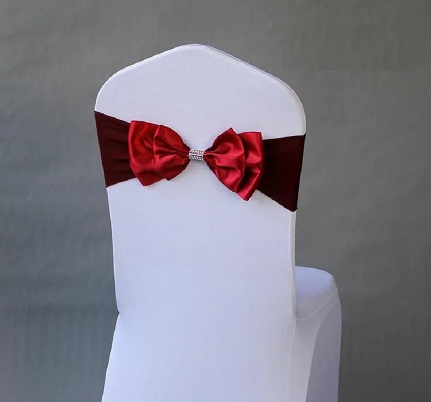 Wedding Spandex Chair Sash Satin Lycra Bow Tie Band Ready Made For Use Hotel Birthday Party Show Decoration - SHOWLU FASHION STORE