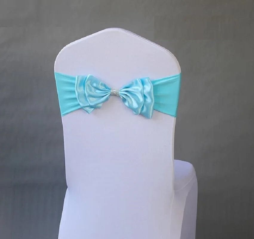 Wedding Spandex Chair Sash Satin Lycra Bow Tie Band Ready Made For Use Hotel Birthday Party Show Decoration - SHOWLU FASHION STORE
