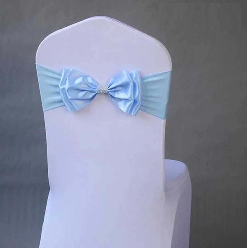 Wedding Spandex Chair Sash Satin Lycra Bow Tie Band Ready Made For Use Hotel Birthday Party Show Decoration - SHOWLU FASHION STORE