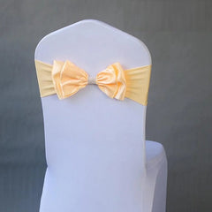 Wedding Spandex Chair Sash Satin Lycra Bow Tie Band Ready Made For Use Hotel Birthday Party Show Decoration - SHOWLU FASHION STORE