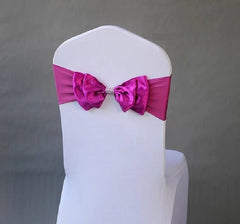 Wedding Spandex Chair Sash Satin Lycra Bow Tie Band Ready Made For Use Hotel Birthday Party Show Decoration - SHOWLU FASHION STORE
