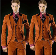 Wedding Suit For Men Luxury Formal Occasion Clothing Velvet Classic Slim Fitted Male Blazer 3 Pieces Carnival Costume Suit - SHOWLU FASHION STORE