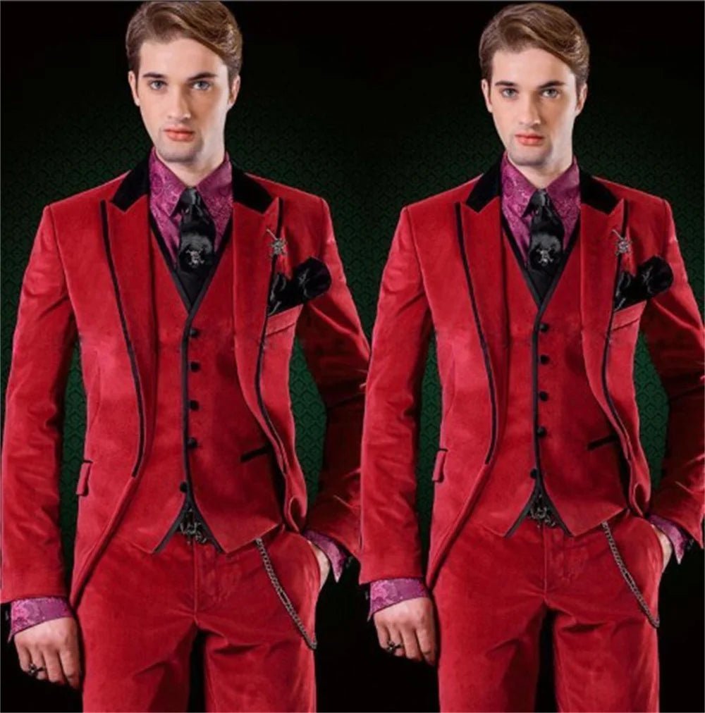 Wedding Suit For Men Luxury Formal Occasion Clothing Velvet Classic Slim Fitted Male Blazer 3 Pieces Carnival Costume Suit - SHOWLU FASHION STORE
