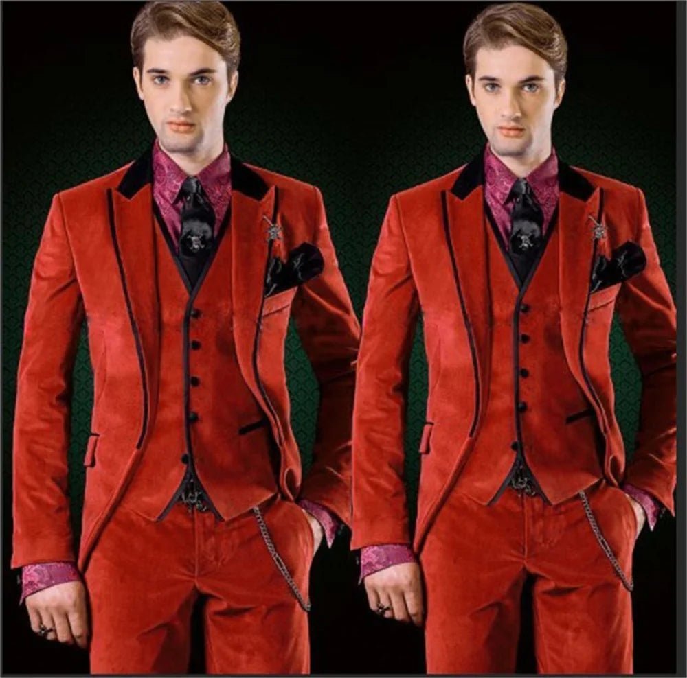 Wedding Suit For Men Luxury Formal Occasion Clothing Velvet Classic Slim Fitted Male Blazer 3 Pieces Carnival Costume Suit - SHOWLU FASHION STORE
