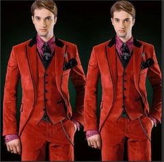Wedding Suit For Men Luxury Formal Occasion Clothing Velvet Classic Slim Fitted Male Blazer 3 Pieces Carnival Costume Suit - SHOWLU FASHION STORE