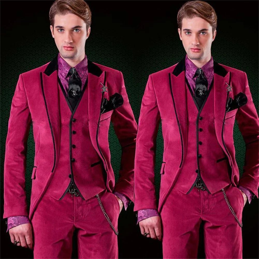 Wedding Suit For Men Luxury Formal Occasion Clothing Velvet Classic Slim Fitted Male Blazer 3 Pieces Carnival Costume Suit - SHOWLU FASHION STORE