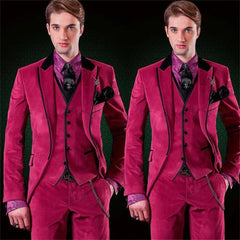 Wedding Suit For Men Luxury Formal Occasion Clothing Velvet Classic Slim Fitted Male Blazer 3 Pieces Carnival Costume Suit - SHOWLU FASHION STORE