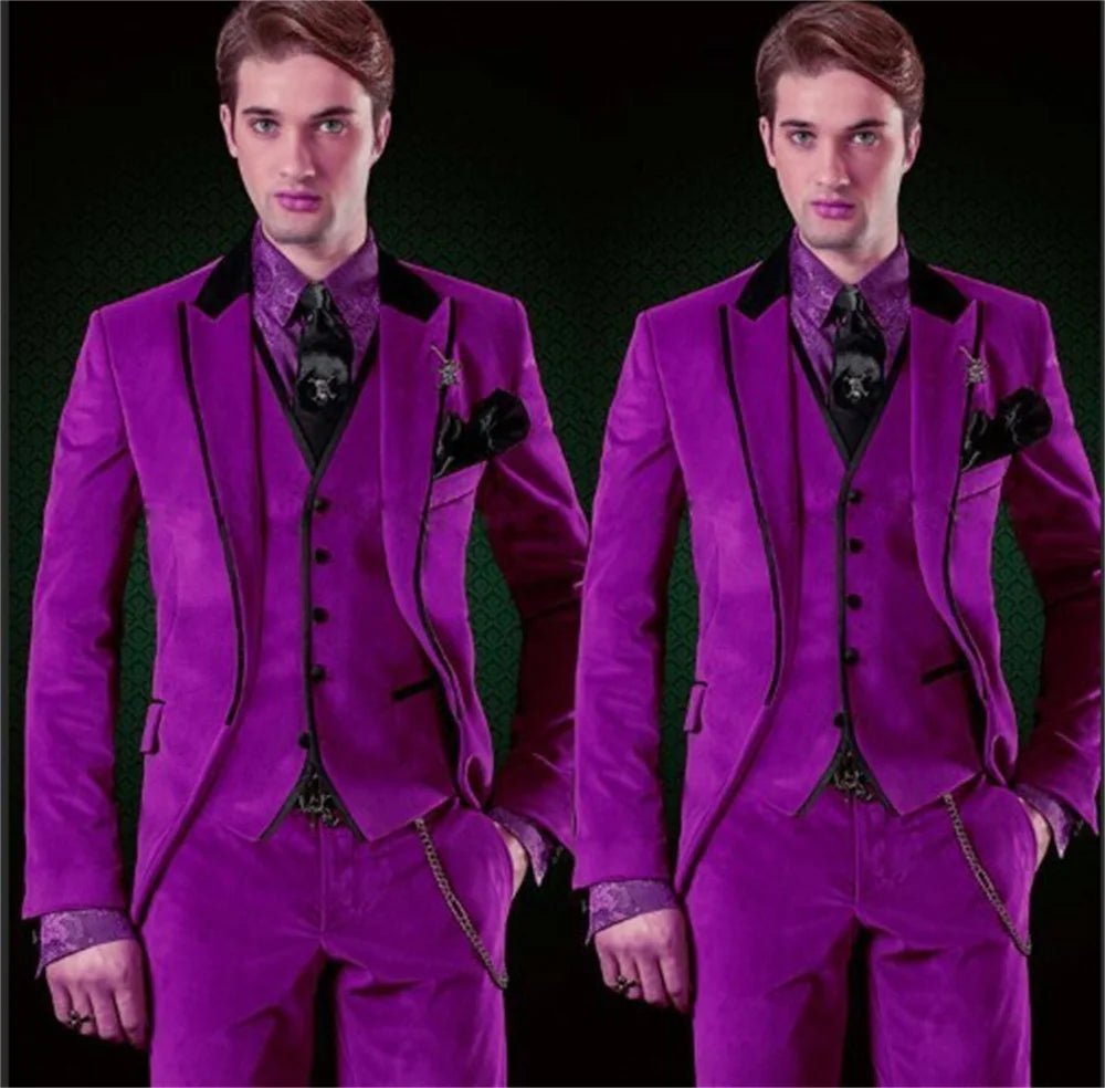 Wedding Suit For Men Luxury Formal Occasion Clothing Velvet Classic Slim Fitted Male Blazer 3 Pieces Carnival Costume Suit - SHOWLU FASHION STORE