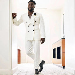 White Double Breasted Men Suits Costume Homme Wedding Groom Tuxedos Prom Slim Fit Terno Masculino Blazer 2 Pc Jacket+Pants - SHOWLU FASHION STORE