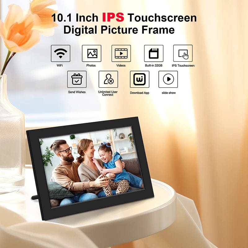 WiFi Digital Photo Frame 10.1 Inch 32GB Smart Digital Picture Frame with 1280x800 IPS HD Touch Screen Digital Frame Gift - SHOWLU FASHION STORE