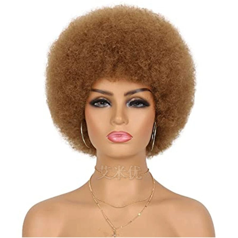 Wig Afro Black African Fluffy Short Small Roll Full Top Wig Light Sister Ice Spice Same Style - SHOWLU FASHION STORE