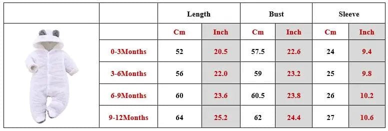 Winter Baby Girl Romper Newborn Infant Jumpsuit Clothes Ear Hooded Long Sleeve Footies Kid Boy Overalls Thicken Children A769 - SHOWLU FASHION STORE