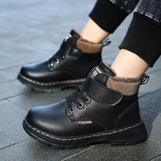 Winter Boots Girls Sport Shoes Fashion Kids Boys Ankle Boots Soft Bottom Warm Student Boot Non - slip Soft Sneaker - SHOWLU FASHION STORE