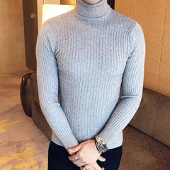Winter High Neck Thick Warm Sweater Men Turtleneck Brand Mens Sweaters Slim Fit Pullover Men Knitwear Male Double Collar - SHOWLU FASHION STORE