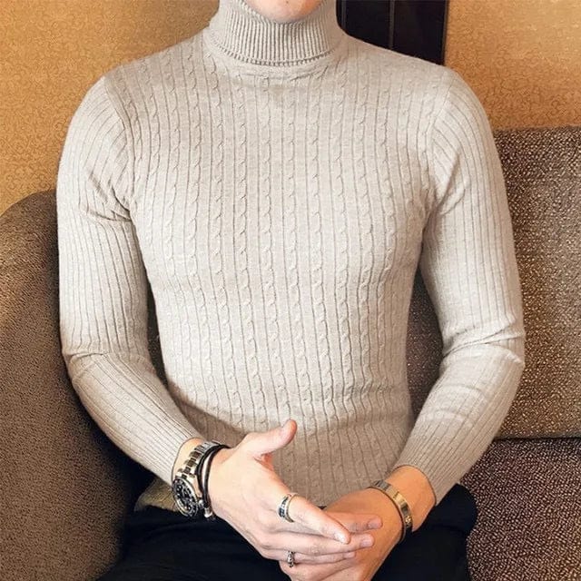 Winter High Neck Thick Warm Sweater Men Turtleneck Brand Mens Sweaters Slim Fit Pullover Men Knitwear Male Double Collar - SHOWLU FASHION STORE