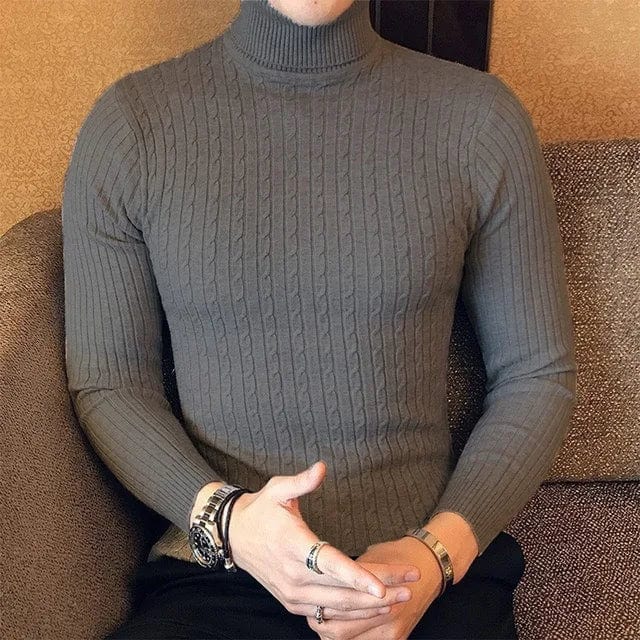 Winter High Neck Thick Warm Sweater Men Turtleneck Brand Mens Sweaters Slim Fit Pullover Men Knitwear Male Double Collar - SHOWLU FASHION STORE
