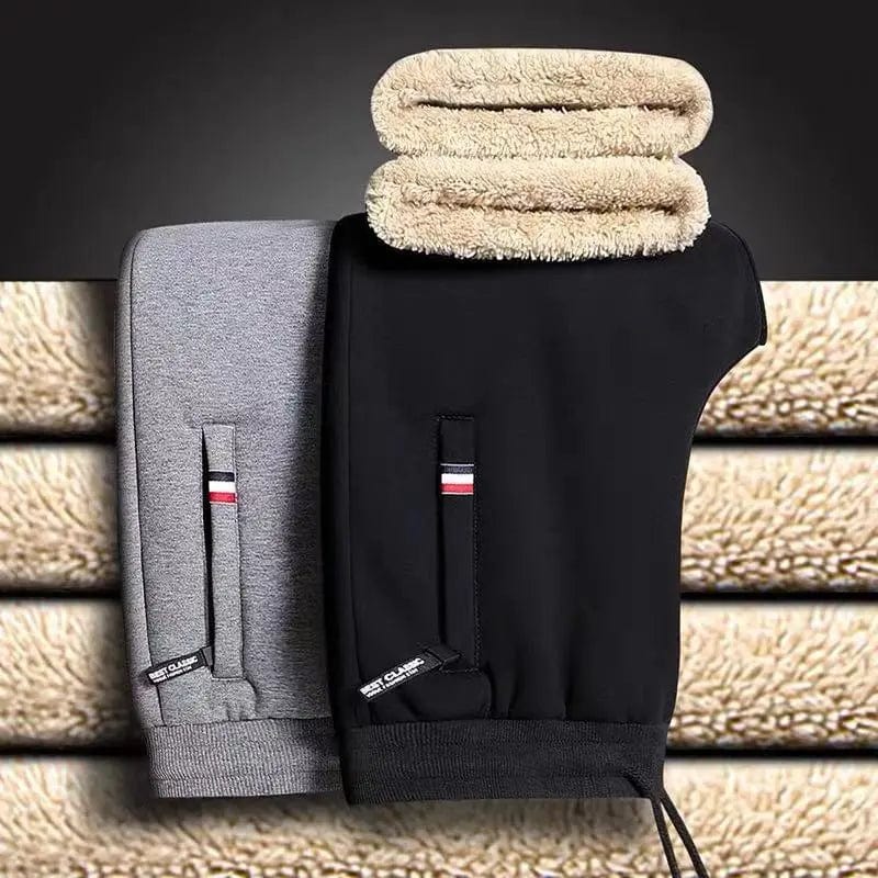 Winter Lambswool Warm Casual Pants Men's Fitness Jogging Sweatpants Male Solid Drawstring Bottoms Fleece Straight Trousers M - 5Xl - SHOWLU FASHION STORE