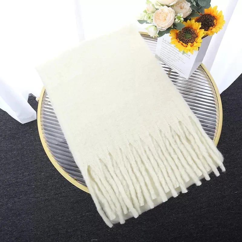 Winter Scarf Women Luxury Autumn Winter Cashmere Scarf Thickened Warm Shawl Classic Tassels Fluffy Scarf Solid Color Soft Shawl - SHOWLU FASHION STORE