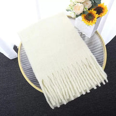 Winter Scarf Women Luxury Autumn Winter Cashmere Scarf Thickened Warm Shawl Classic Tassels Fluffy Scarf Solid Color Soft Shawl - SHOWLU FASHION STORE