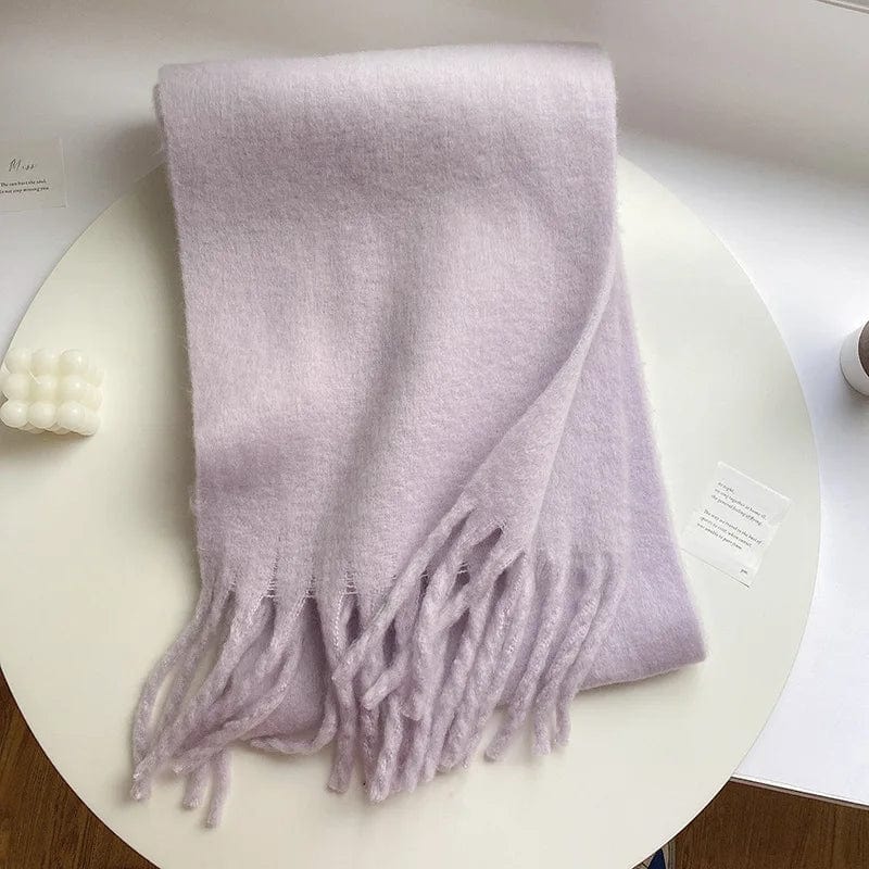 Winter Scarf Women Luxury Autumn Winter Cashmere Scarf Thickened Warm Shawl Classic Tassels Fluffy Scarf Solid Color Soft Shawl - SHOWLU FASHION STORE