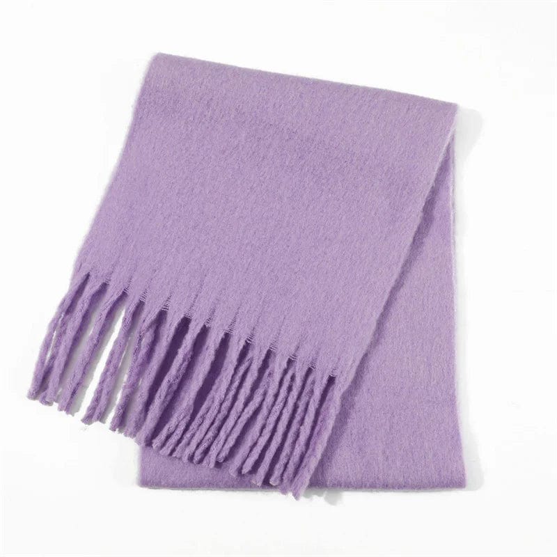 Winter Scarf Women Luxury Autumn Winter Cashmere Scarf Thickened Warm Shawl Classic Tassels Fluffy Scarf Solid Color Soft Shawl - SHOWLU FASHION STORE