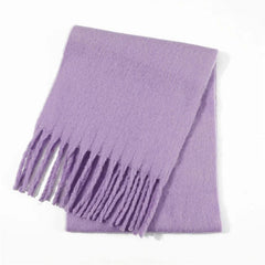 Winter Scarf Women Luxury Autumn Winter Cashmere Scarf Thickened Warm Shawl Classic Tassels Fluffy Scarf Solid Color Soft Shawl - SHOWLU FASHION STORE