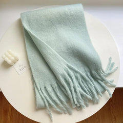 Winter Scarf Women Luxury Autumn Winter Cashmere Scarf Thickened Warm Shawl Classic Tassels Fluffy Scarf Solid Color Soft Shawl - SHOWLU FASHION STORE